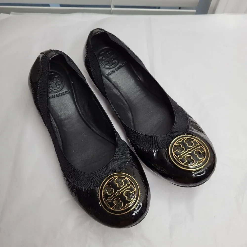 Tory Burch black patent flat 6.5M